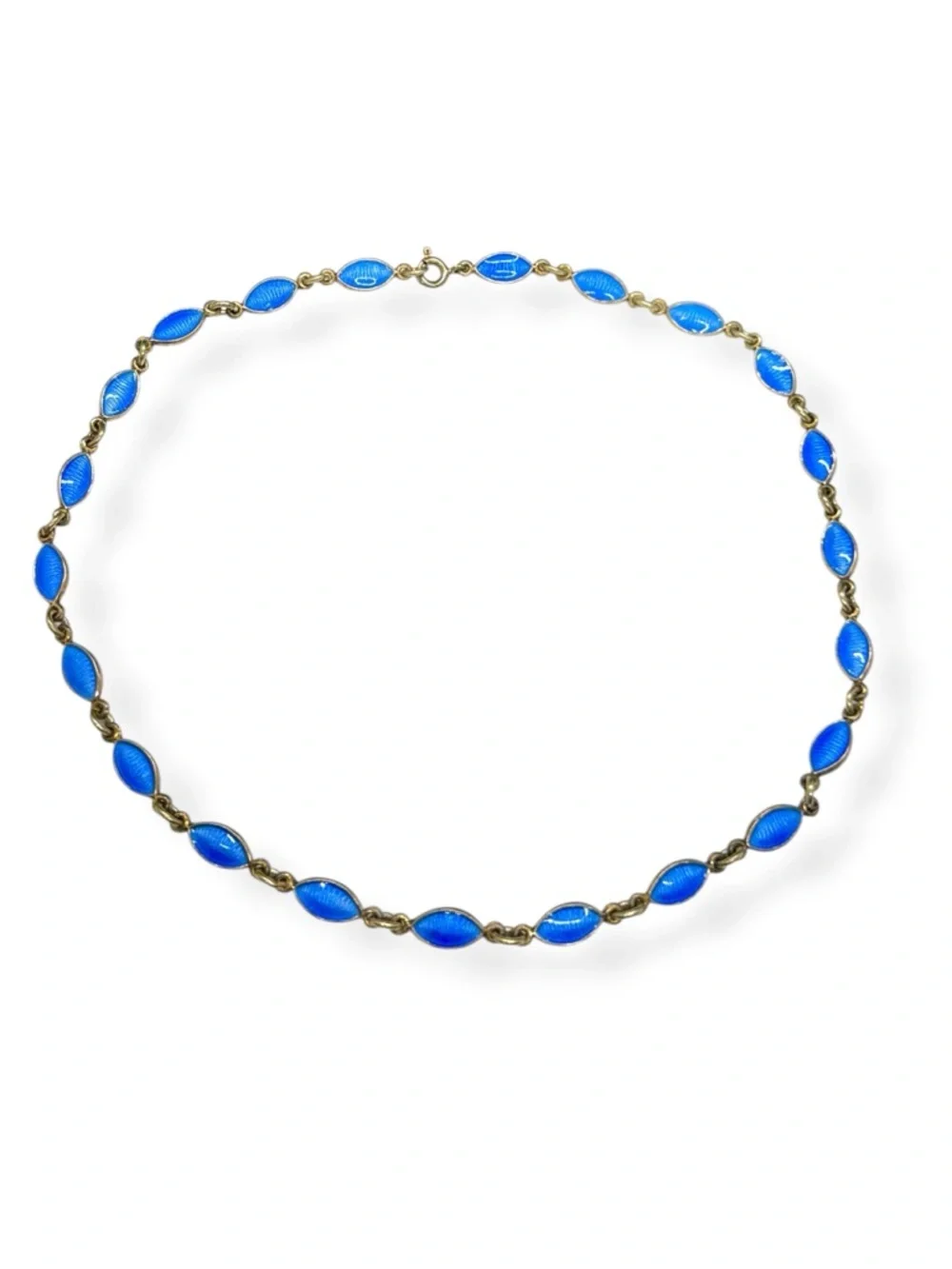Vintage Volmer Bahner Denmark Sterling Blue Enamel Modernist Necklace - Picture 3 of 8